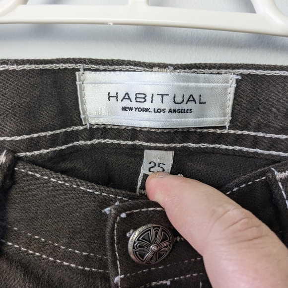 HABITUAL Made In USA Flare Low Waist Jeans Brown Color Y2k Style Size 25 - Picture 4 of 12